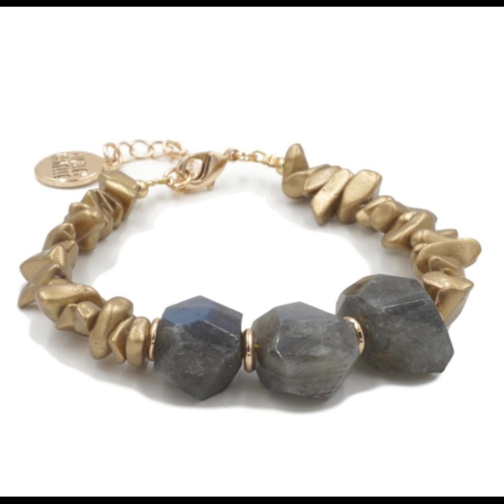 Kinsley Armelle Gold and Gray Faceted Labradorite Bracelet